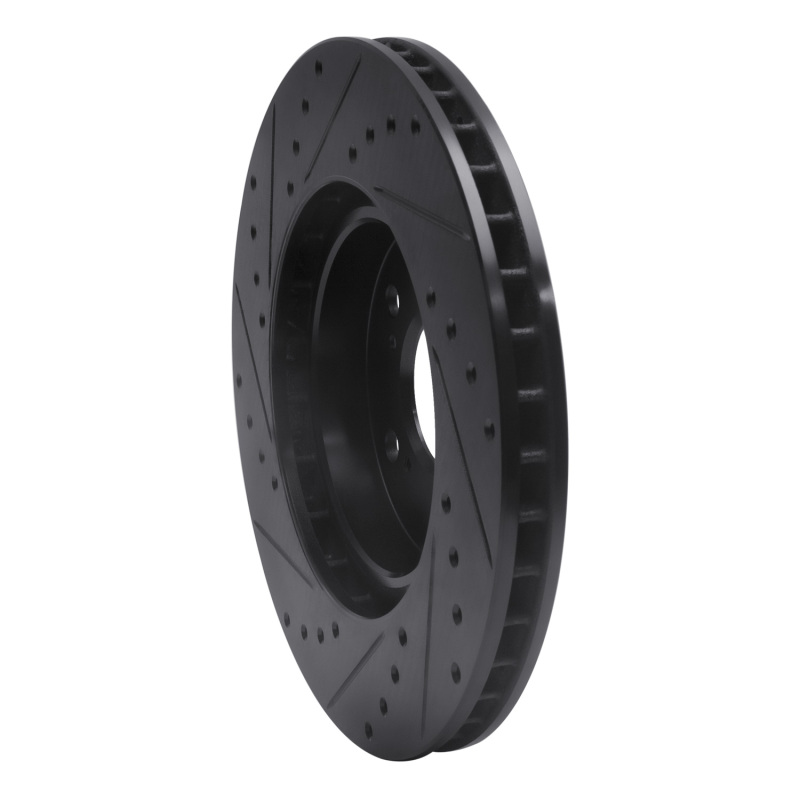 Acura RL Brake Rotor (1) - Front Right - R1 Concepts - Drilled & Slotted - Black - `05-`12